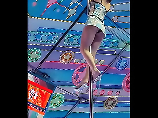 Asian Model Dances On The Pole